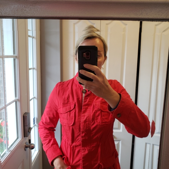 Twill Utility Jacket- Red - Picture 7 of 9